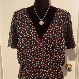 SANGRIA Colorful  Dress w/Flutter Sleeves w/ Lace!!! Size 18W